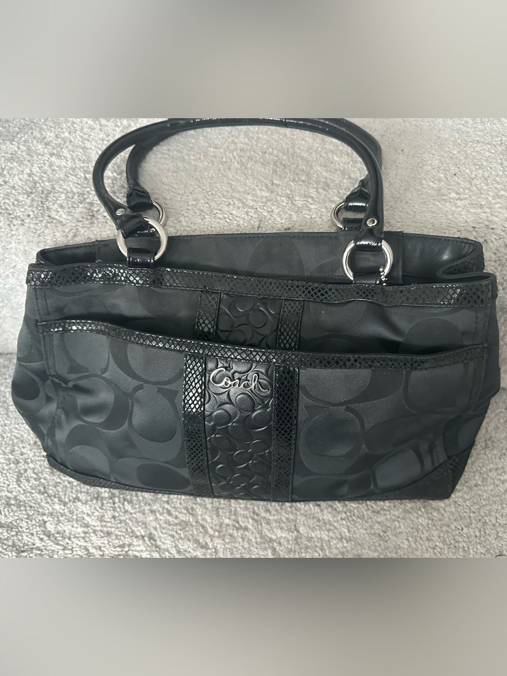 Coach Black Logo-Print Shoulder Tote